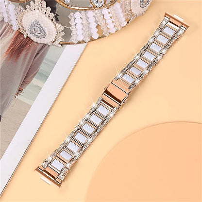 For Huawei Watch Fit 3 Metal Alloy Watch Band Rhinestones Resin Wristband Bracelet