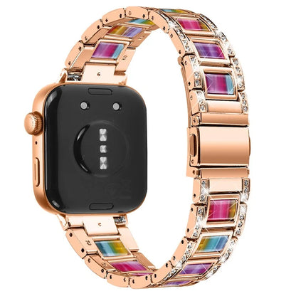 For Huawei Watch Fit 3 Metal Alloy Watch Band Rhinestones Resin Wristband Bracelet