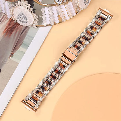 For Huawei Watch Fit 3 Metal Alloy Watch Band Rhinestones Resin Wristband Bracelet