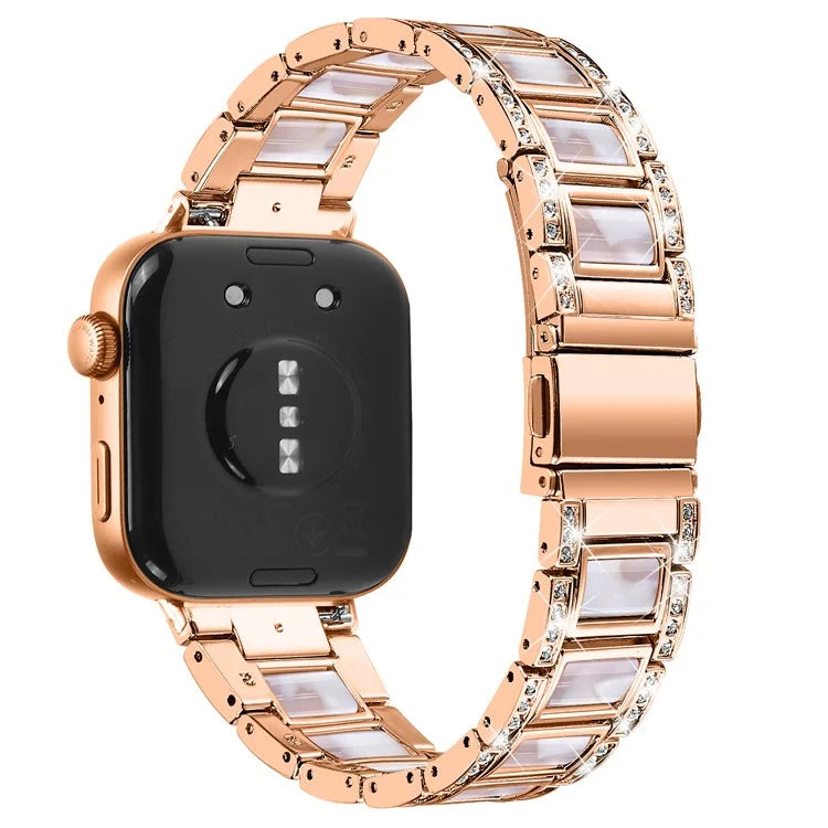 For Huawei Watch Fit 3 Metal Alloy Watch Band Rhinestones Resin Wristband Bracelet