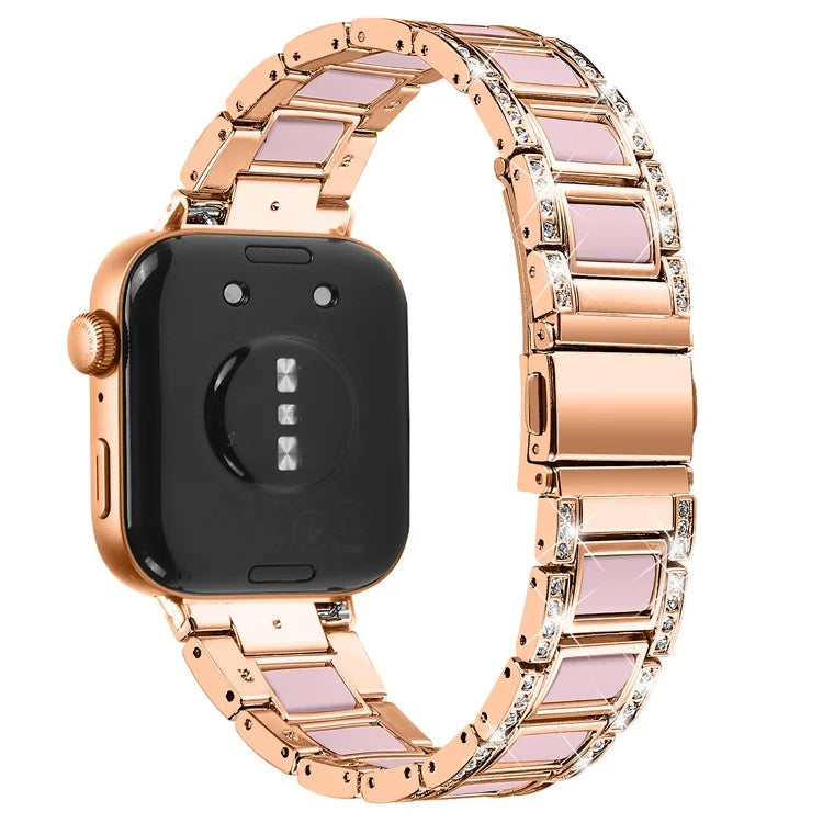 For Huawei Watch Fit 3 Metal Alloy Watch Band Rhinestones Resin Wristband Bracelet