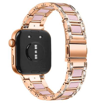 For Huawei Watch Fit 3 Metal Alloy Watch Band Rhinestones Resin Wristband Bracelet
