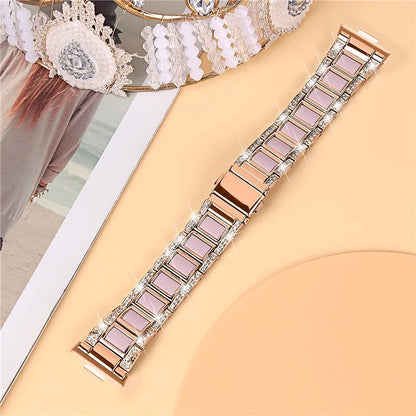 For Huawei Watch Fit 3 Metal Alloy Watch Band Rhinestones Resin Wristband Bracelet