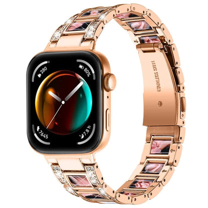 For Huawei Watch Fit 3 Metal Alloy Watch Band Rhinestones Resin Wristband Bracelet
