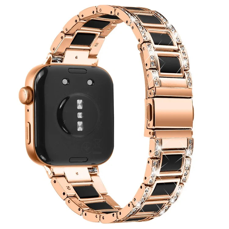 For Huawei Watch Fit 3 Metal Alloy Watch Band Rhinestones Resin Wristband Bracelet
