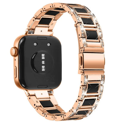 For Huawei Watch Fit 3 Metal Alloy Watch Band Rhinestones Resin Wristband Bracelet