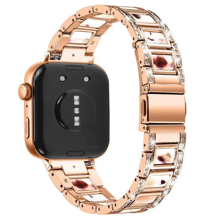 For Huawei Watch Fit 3 Metal Alloy Watch Band Rhinestones Resin Wristband Bracelet