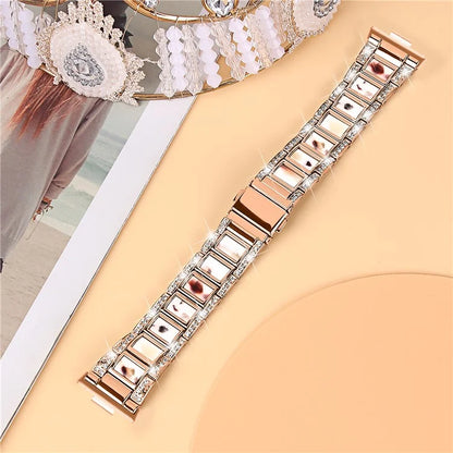 For Huawei Watch Fit 3 Metal Alloy Watch Band Rhinestones Resin Wristband Bracelet