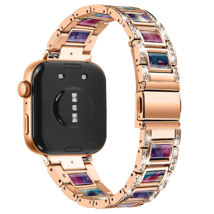 For Huawei Watch Fit 3 Metal Alloy Watch Band Rhinestones Resin Wristband Bracelet