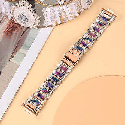 For Huawei Watch Fit 3 Metal Alloy Watch Band Rhinestones Resin Wristband Bracelet