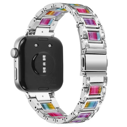 For Huawei Watch Fit 3 Metal Alloy Watch Band Rhinestones Resin Wristband Bracelet