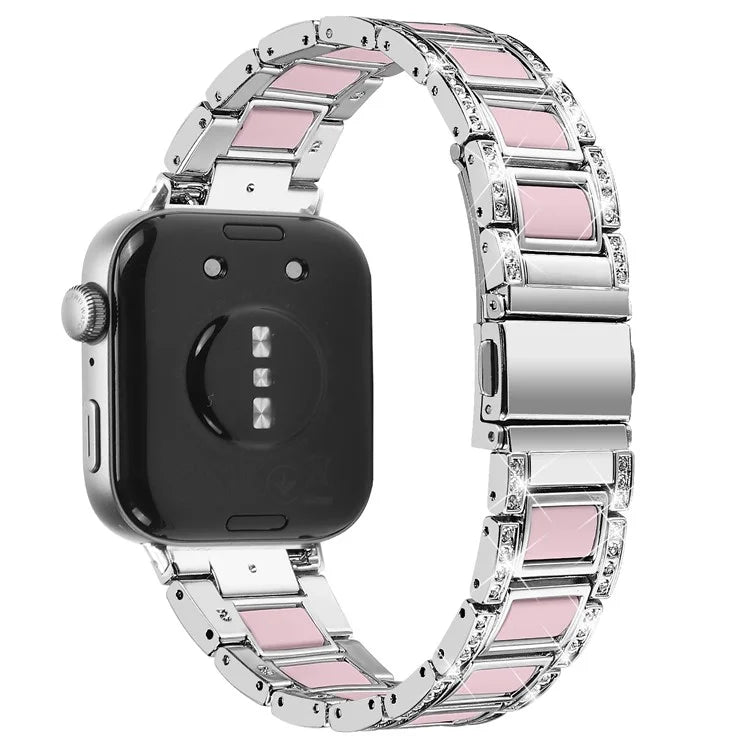For Huawei Watch Fit 3 Metal Alloy Watch Band Rhinestones Resin Wristband Bracelet