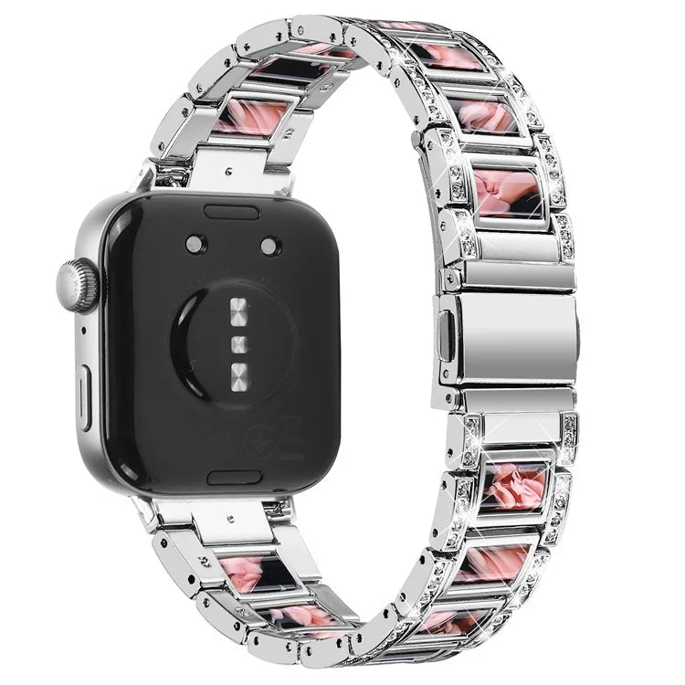 For Huawei Watch Fit 3 Metal Alloy Watch Band Rhinestones Resin Wristband Bracelet