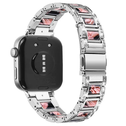 For Huawei Watch Fit 3 Metal Alloy Watch Band Rhinestones Resin Wristband Bracelet