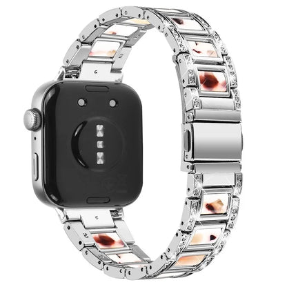 For Huawei Watch Fit 3 Metal Alloy Watch Band Rhinestones Resin Wristband Bracelet