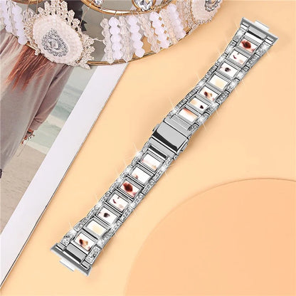 For Huawei Watch Fit 3 Metal Alloy Watch Band Rhinestones Resin Wristband Bracelet