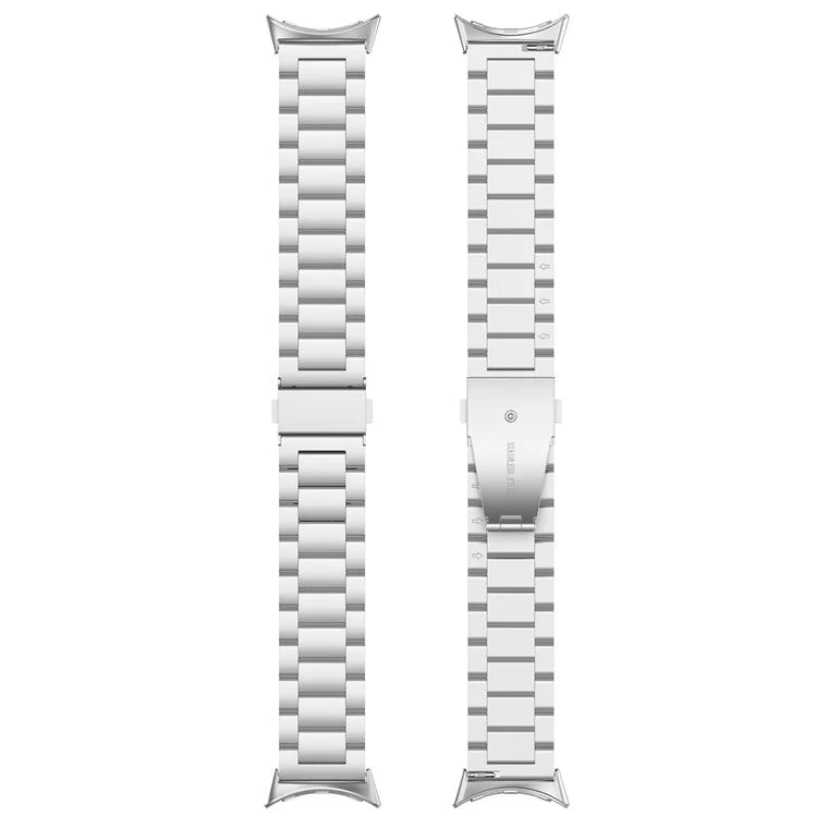 For Google Pixel Watch 3 45mm Watch Strap 3-bead Stainless Steel Replacement Wrist Band
