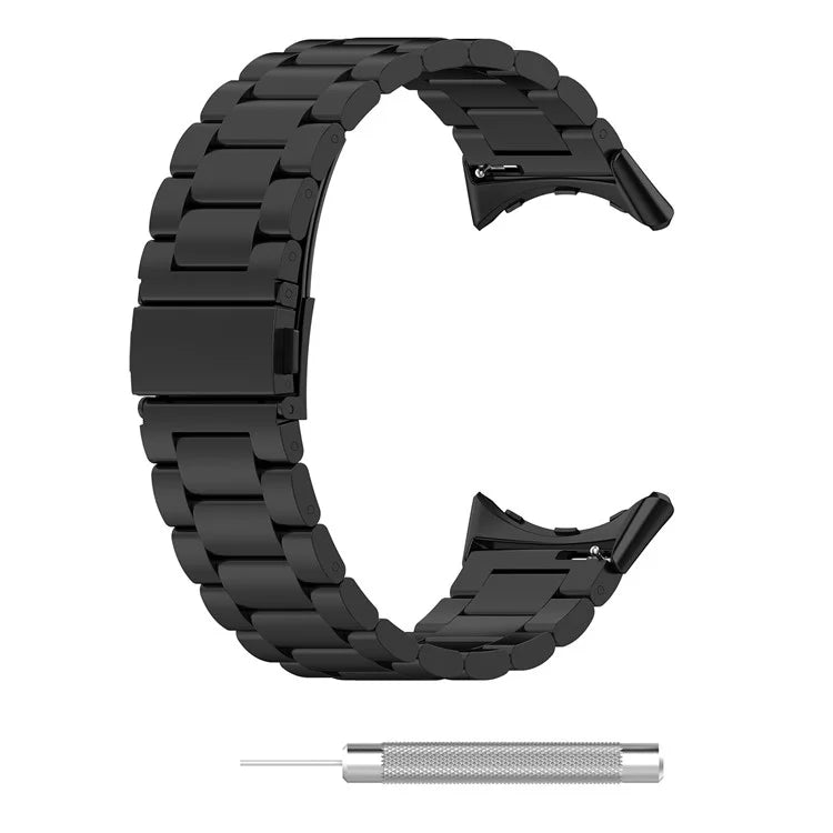 For Google Pixel Watch 3 45mm Watch Strap 3-bead Stainless Steel Replacement Wrist Band