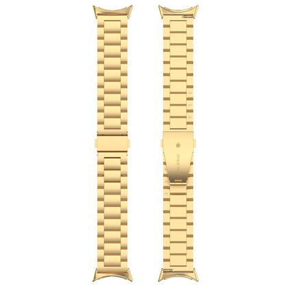 For Google Pixel Watch 3 45mm Watch Strap 3-bead Stainless Steel Replacement Wrist Band