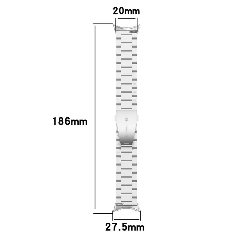 For Google Pixel Watch 3 45mm Watch Strap 3-bead Stainless Steel Replacement Wrist Band
