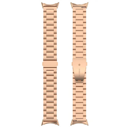 For Google Pixel Watch 3 45mm Watch Strap 3-bead Stainless Steel Replacement Wrist Band