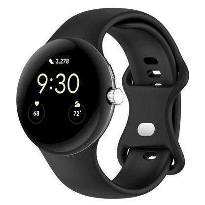 For Google Pixel Watch 3 45mm Replacement Strap 8 Shape Silicone Watch Band with Silver Buckle, Size S