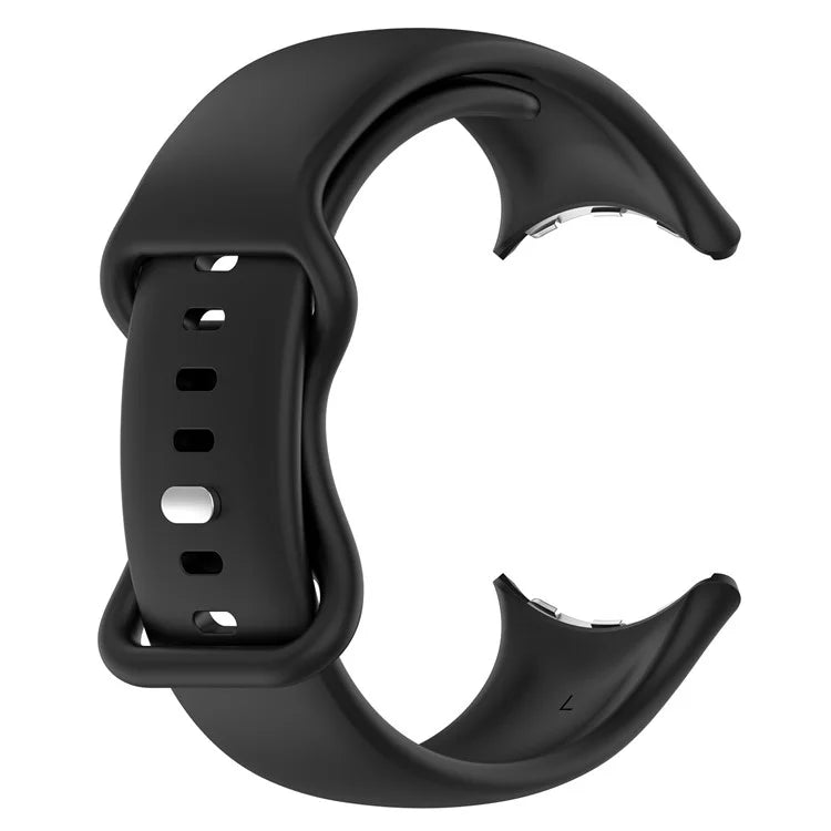 For Google Pixel Watch 3 45mm Replacement Strap 8 Shape Silicone Watch Band with Silver Buckle, Size S