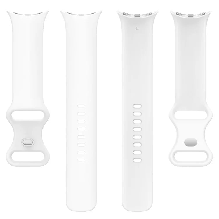 For Google Pixel Watch 3 45mm Replacement Strap 8 Shape Silicone Watch Band with Silver Buckle, Size S