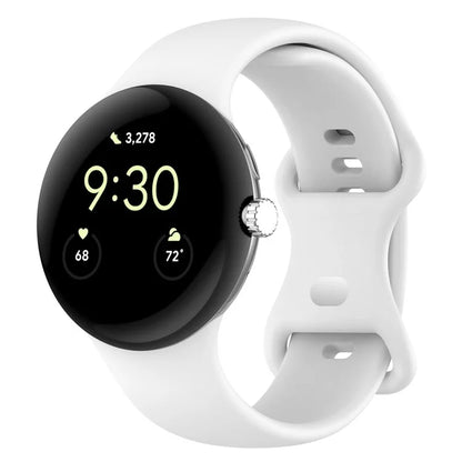 For Google Pixel Watch 3 45mm Replacement Strap 8 Shape Silicone Watch Band with Silver Buckle, Size S