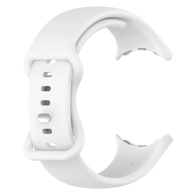 For Google Pixel Watch 3 45mm Replacement Strap 8 Shape Silicone Watch Band with Silver Buckle, Size S