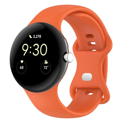 For Google Pixel Watch 3 45mm Replacement Strap 8 Shape Silicone Watch Band with Silver Buckle, Size S
