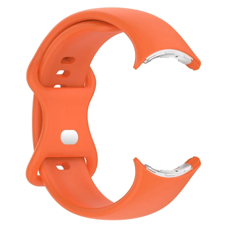 For Google Pixel Watch 3 45mm Replacement Strap 8 Shape Silicone Watch Band with Silver Buckle, Size S