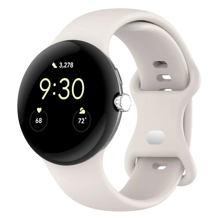 For Google Pixel Watch 3 45mm Replacement Strap 8 Shape Silicone Watch Band with Silver Buckle, Size S
