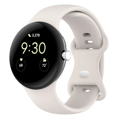 For Google Pixel Watch 3 45mm Replacement Strap 8 Shape Silicone Watch Band with Silver Buckle, Size S