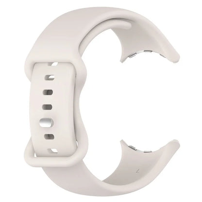 For Google Pixel Watch 3 45mm Replacement Strap 8 Shape Silicone Watch Band with Silver Buckle, Size S