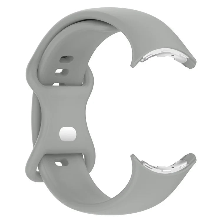 For Google Pixel Watch 3 45mm Replacement Strap 8 Shape Silicone Watch Band with Silver Buckle, Size S