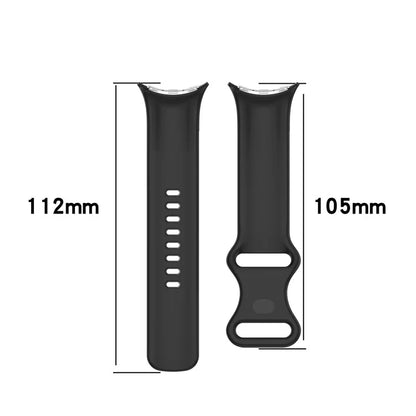 For Google Pixel Watch 3 45mm Replacement Strap 8 Shape Silicone Watch Band with Silver Buckle, Size S