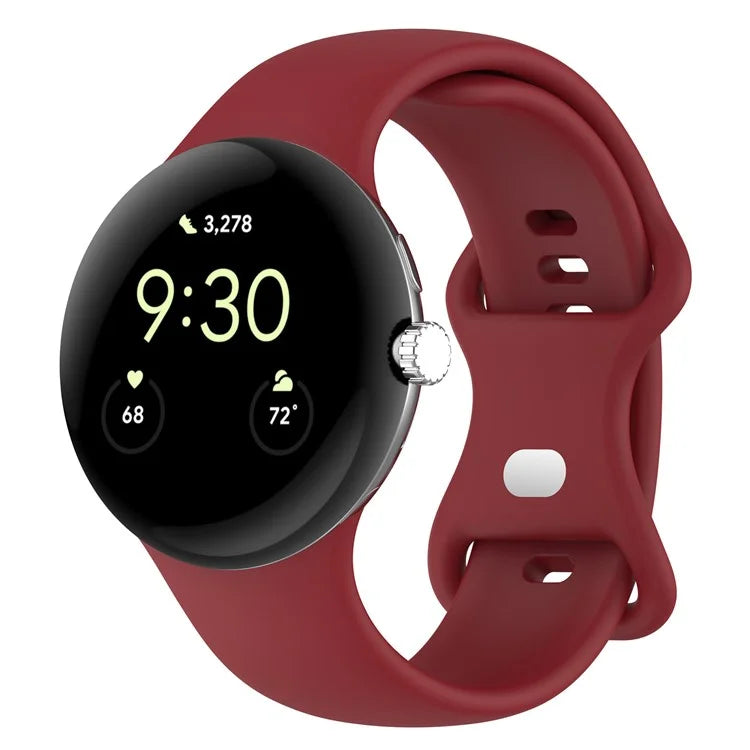 For Google Pixel Watch 3 45mm Replacement Strap 8 Shape Silicone Watch Band with Silver Buckle, Size S