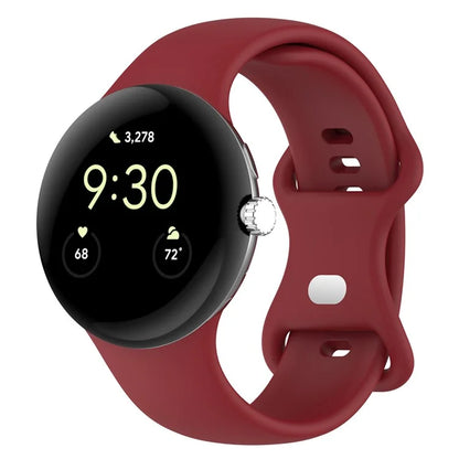 For Google Pixel Watch 3 45mm Replacement Strap 8 Shape Silicone Watch Band with Silver Buckle, Size S