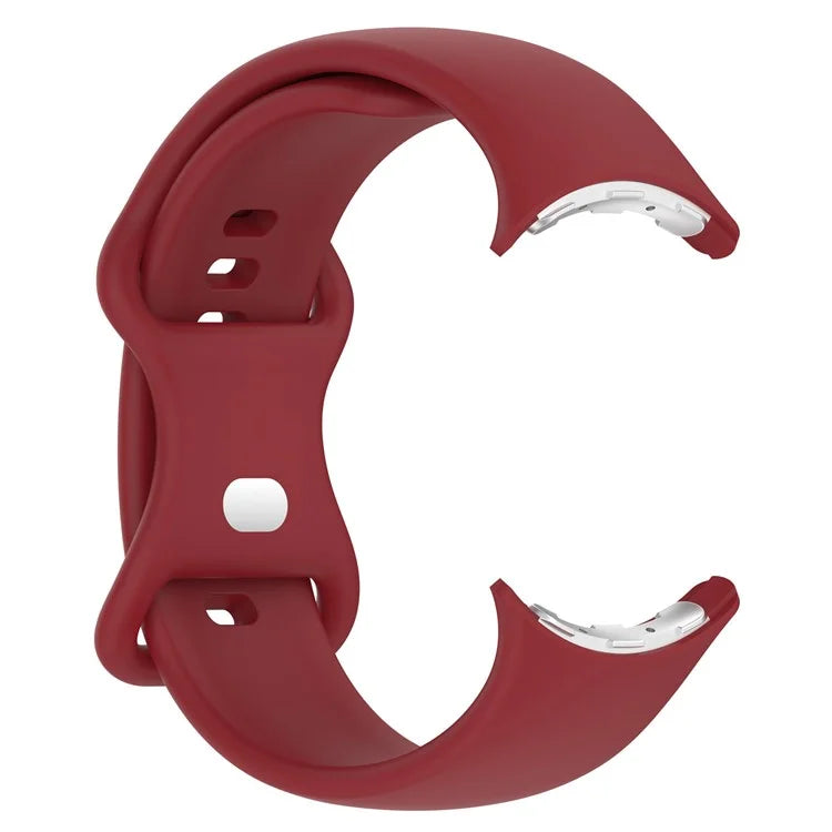 For Google Pixel Watch 3 45mm Replacement Strap 8 Shape Silicone Watch Band with Silver Buckle, Size S