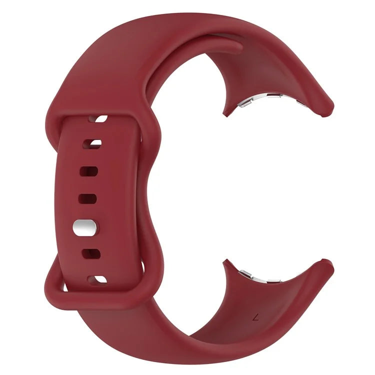 For Google Pixel Watch 3 45mm Replacement Strap 8 Shape Silicone Watch Band with Silver Buckle, Size S