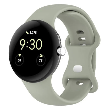 For Google Pixel Watch 3 45mm Replacement Strap 8 Shape Silicone Watch Band with Silver Buckle, Size S