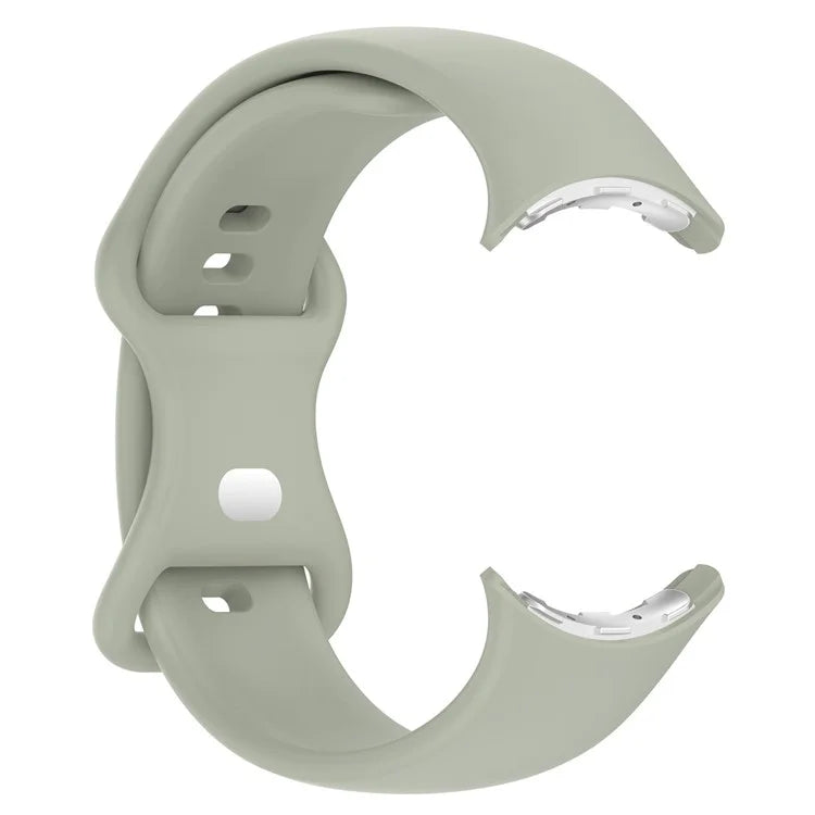For Google Pixel Watch 3 45mm Replacement Strap 8 Shape Silicone Watch Band with Silver Buckle, Size S