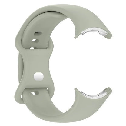 For Google Pixel Watch 3 45mm Replacement Strap 8 Shape Silicone Watch Band with Silver Buckle, Size S