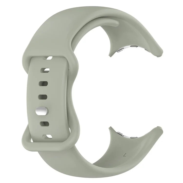 For Google Pixel Watch 3 45mm Replacement Strap 8 Shape Silicone Watch Band with Silver Buckle, Size S