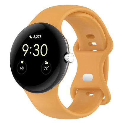 For Google Pixel Watch 3 45mm Replacement Strap 8 Shape Silicone Watch Band with Silver Buckle, Size S