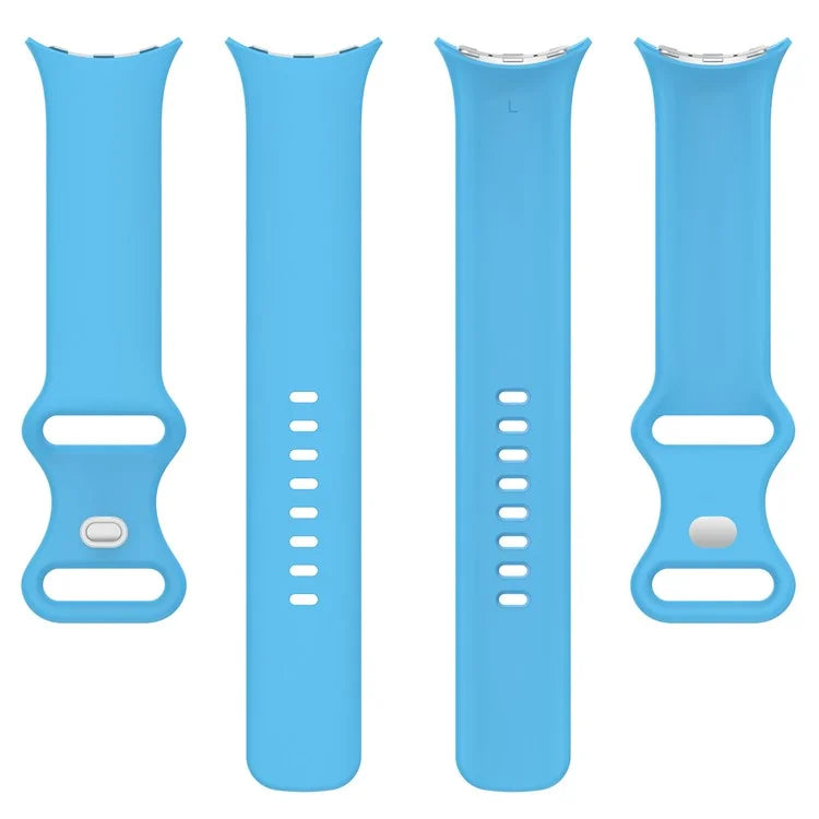 For Google Pixel Watch 3 45mm Replacement Strap 8 Shape Silicone Watch Band with Silver Buckle, Size S