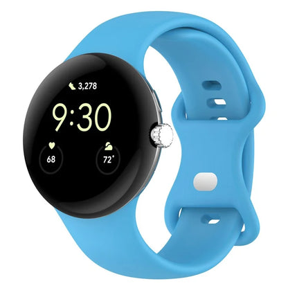 For Google Pixel Watch 3 45mm Replacement Strap 8 Shape Silicone Watch Band with Silver Buckle, Size S