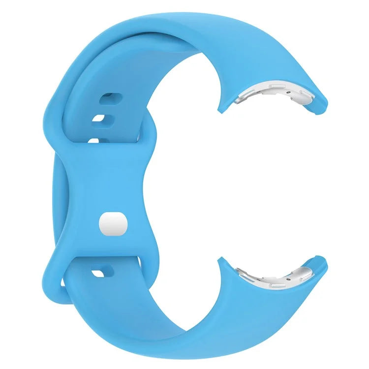 For Google Pixel Watch 3 45mm Replacement Strap 8 Shape Silicone Watch Band with Silver Buckle, Size S