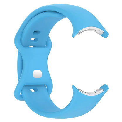 For Google Pixel Watch 3 45mm Replacement Strap 8 Shape Silicone Watch Band with Silver Buckle, Size S